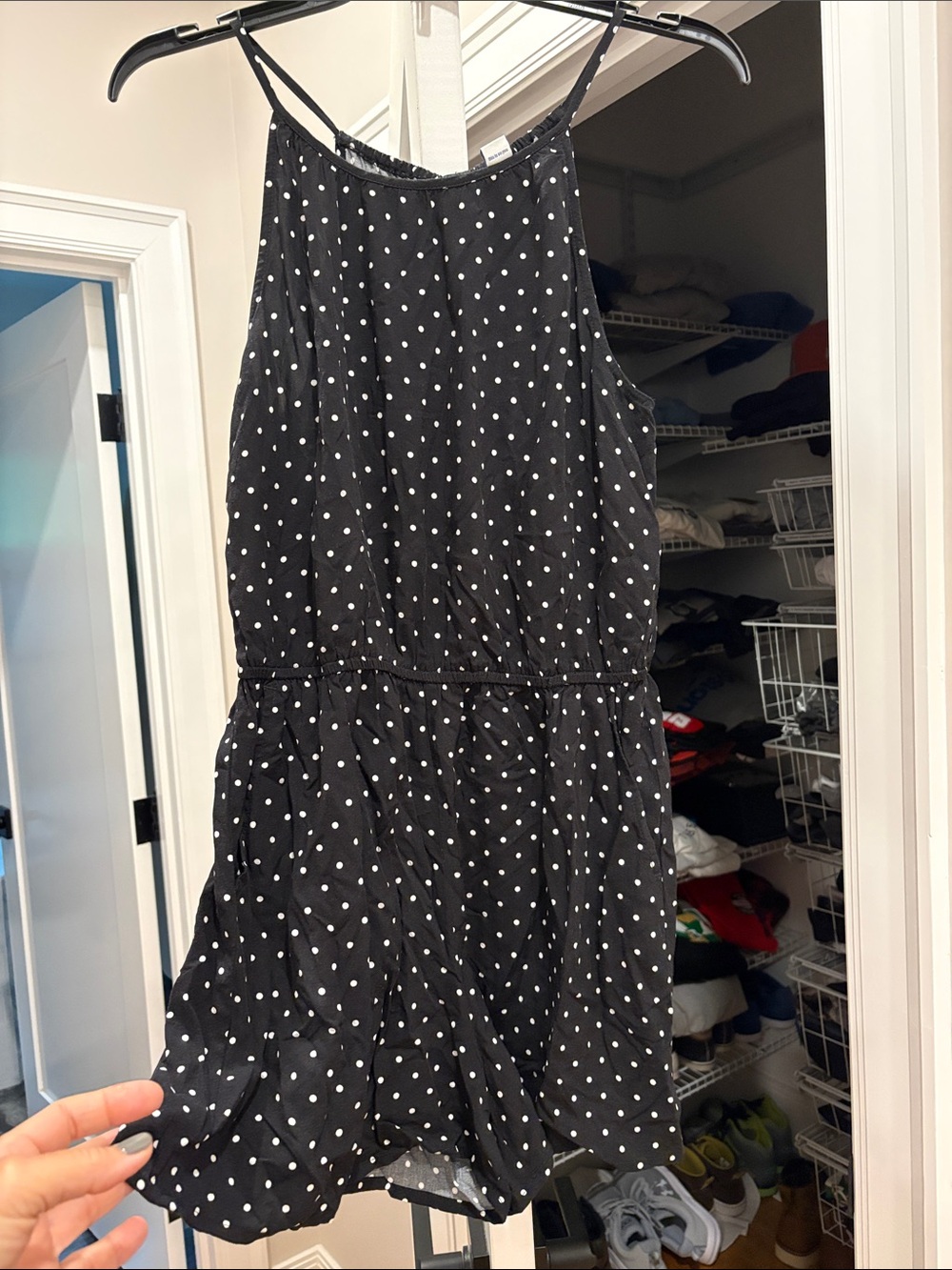 Old Navy Black Polka Dot romper shorts
